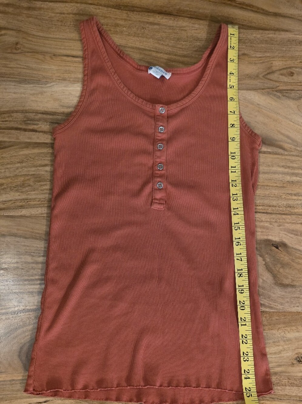 Sundance Medium Ribbed Tank Top: Sundance Ribbed Henley in Rust-Orange - Picture 8 of 8